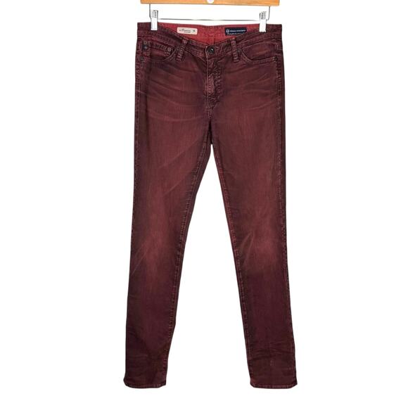 AG Adriano Goldschmied Premiere Skinny Straight Mid Rise Deep Red Maroon Jeans - Picture 1 of 7